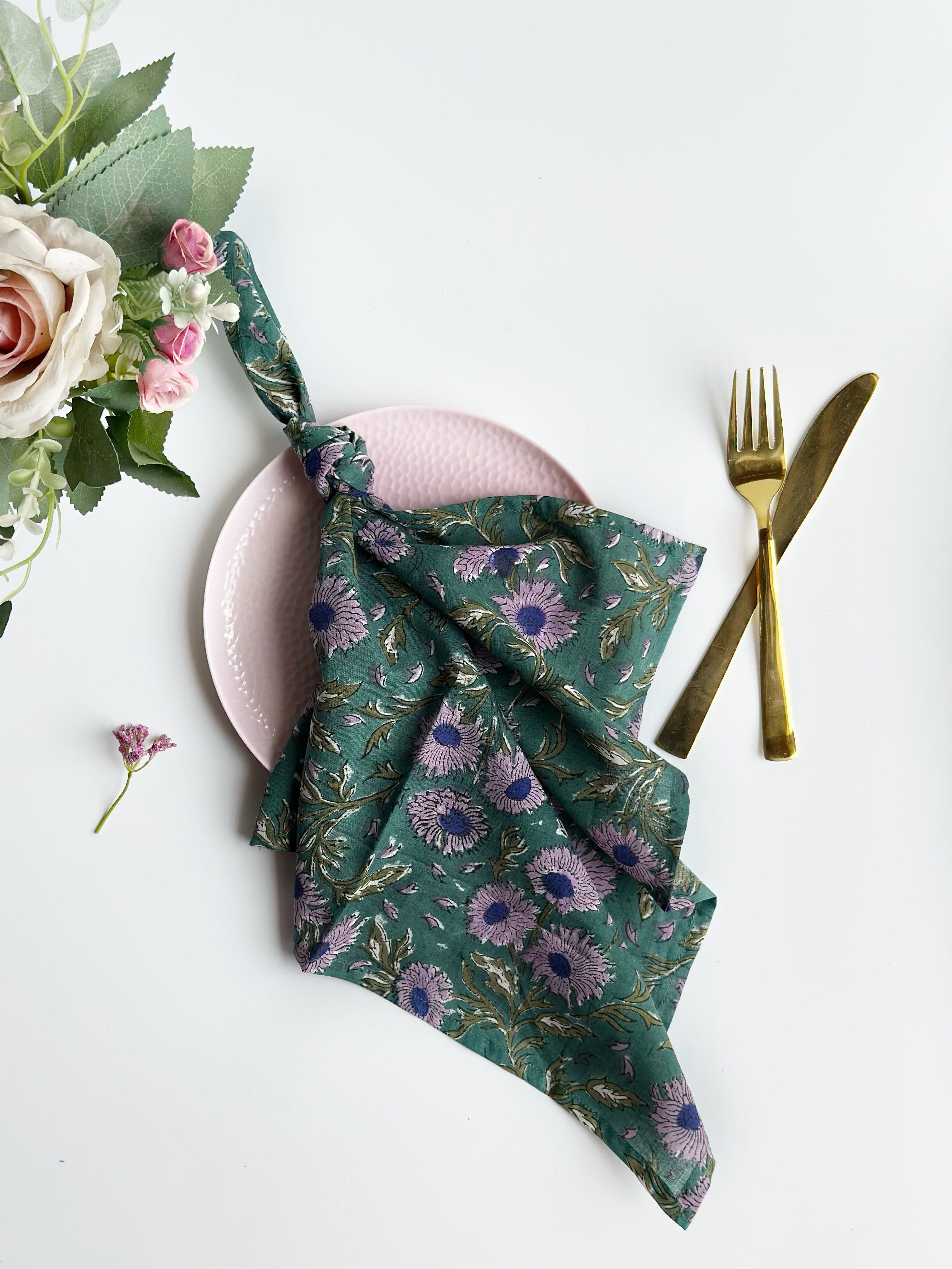 Sage Garden Floral Cotton Napkin (Set of 6 )