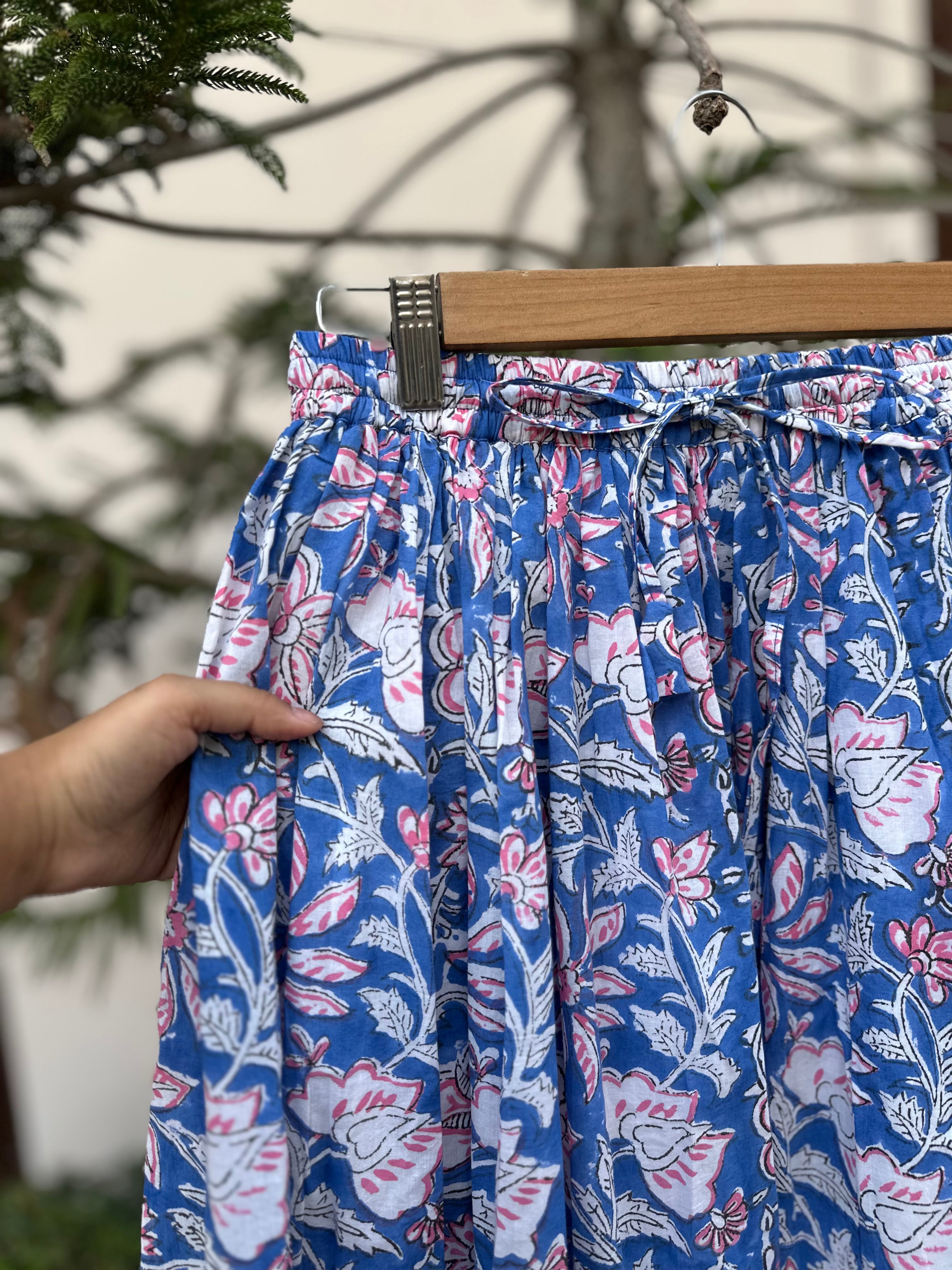 Vibrant Blue Blossom Skirt