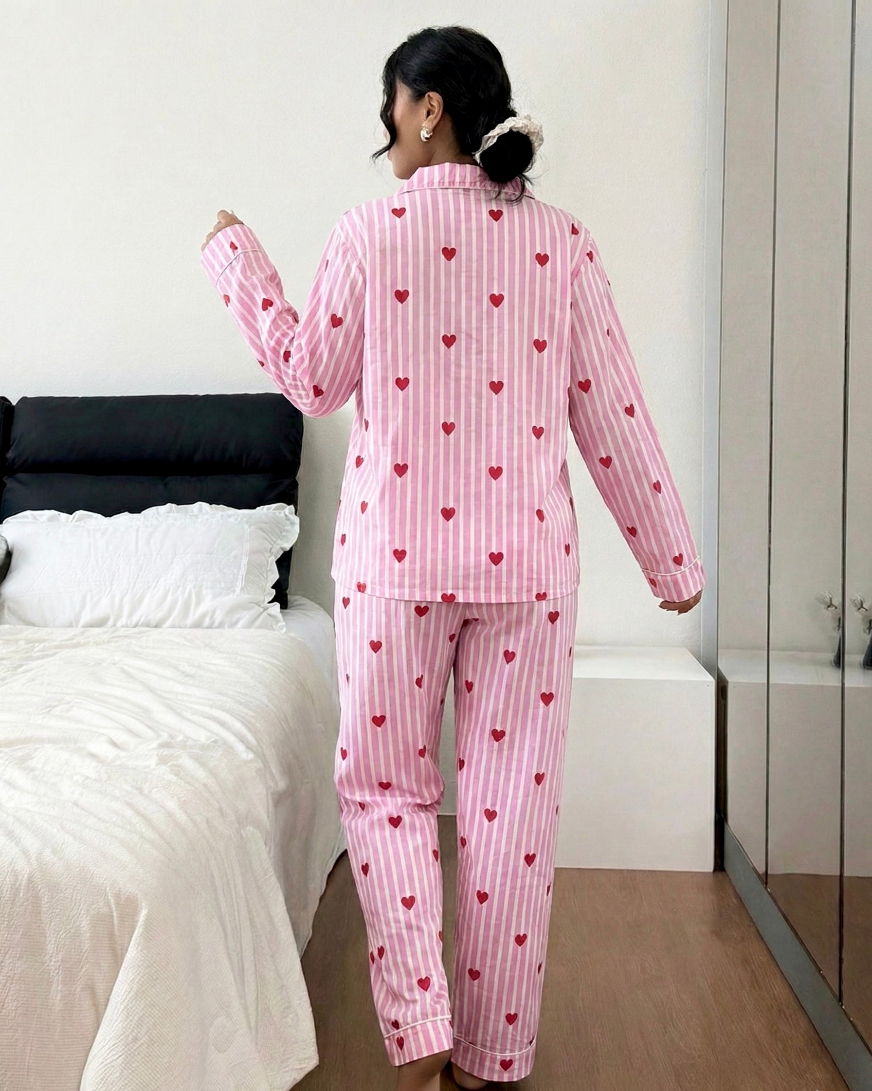 Sweetheart striped cotton pink PJ set