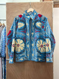 Blue Suzani Embroidered Velvet Jacket