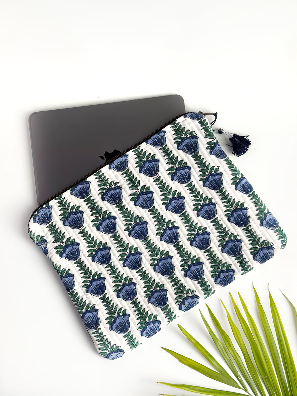 Indigo Tulip Quilted Laptop & Ipad Sleeve