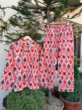 Red Ikat Print Cotton PJ Sets