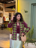 Burgundy Candy Embroidered Velvet Suzani Jacket