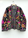 Black Floral Embroidered Velvet Jacket