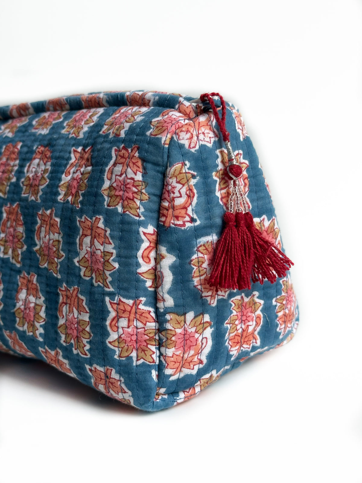 Blue Blossom Quilted Pouch (set of 3)