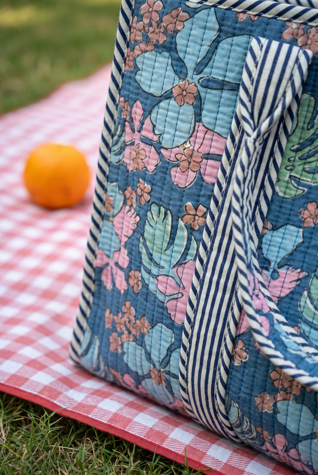 Blue Garden Quilted Tote Bag