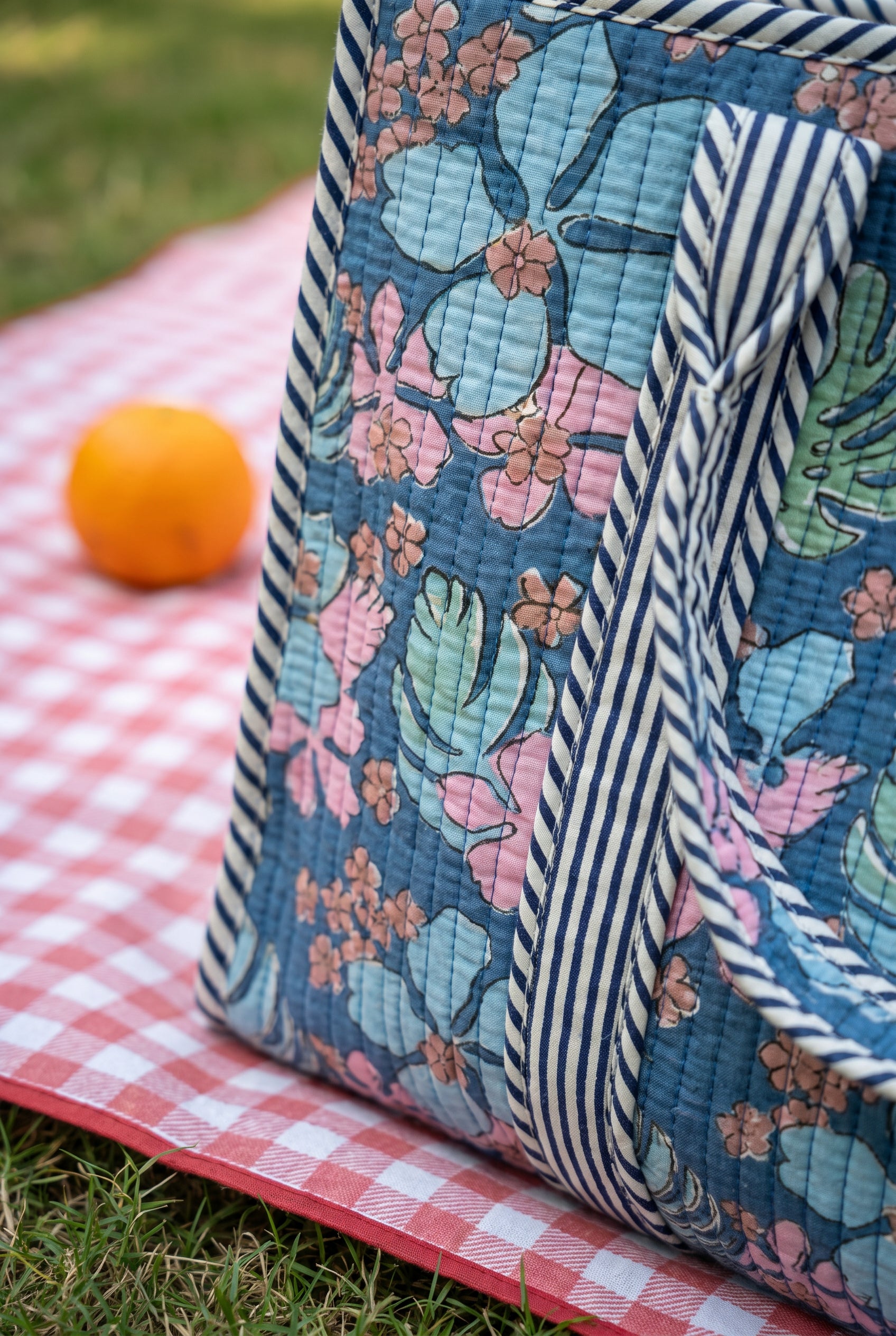 Blue Garden Quilted Tote Bag
