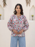 Vintage Floral Balloon Sleeve Top