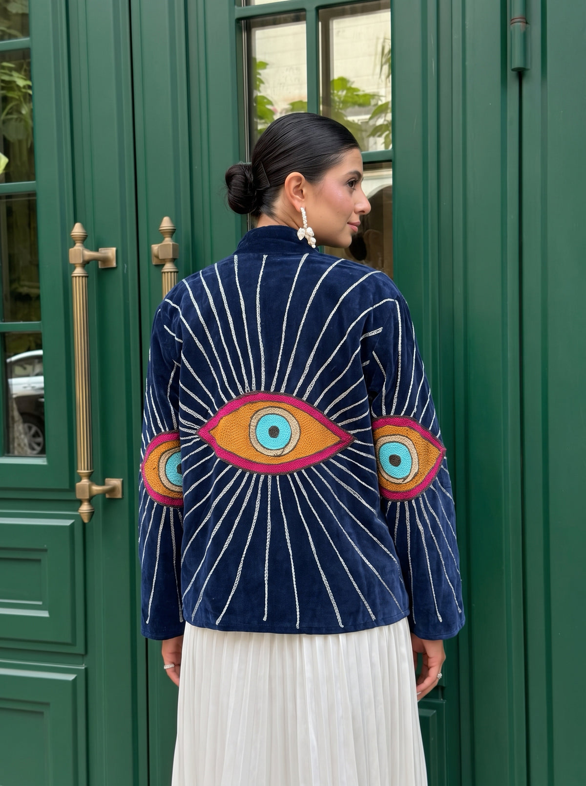 Midnight Eye Embroidered Velvet Suzani Jacket