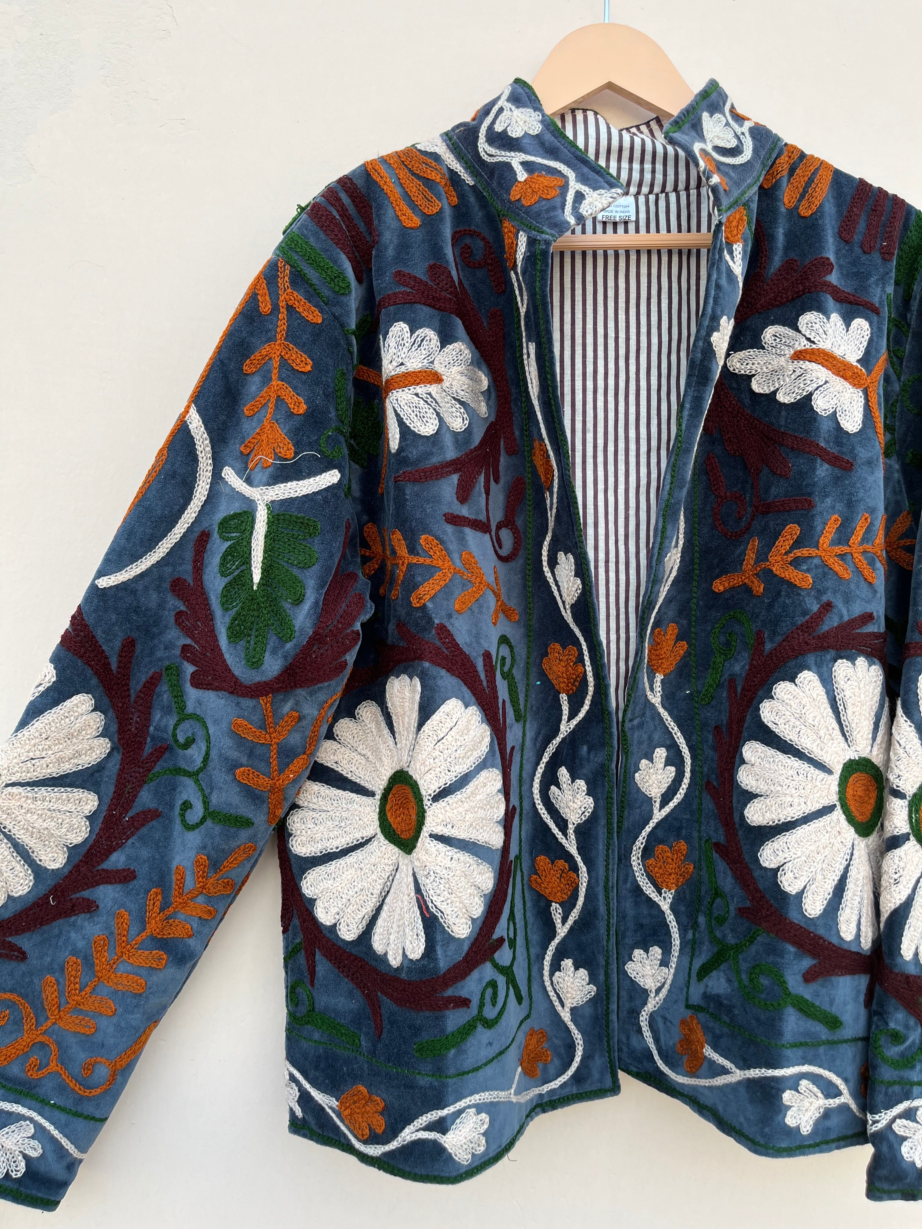 Midnight Daisy Embroidered Velvet Jacket