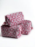 Pink Lattice Quilted Pouch (set of 3)