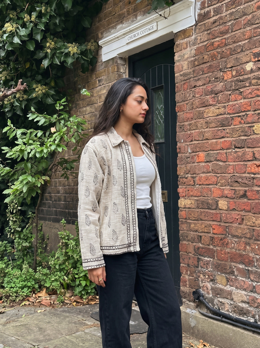 Ivory Botanical Block Print TNT Jacket
