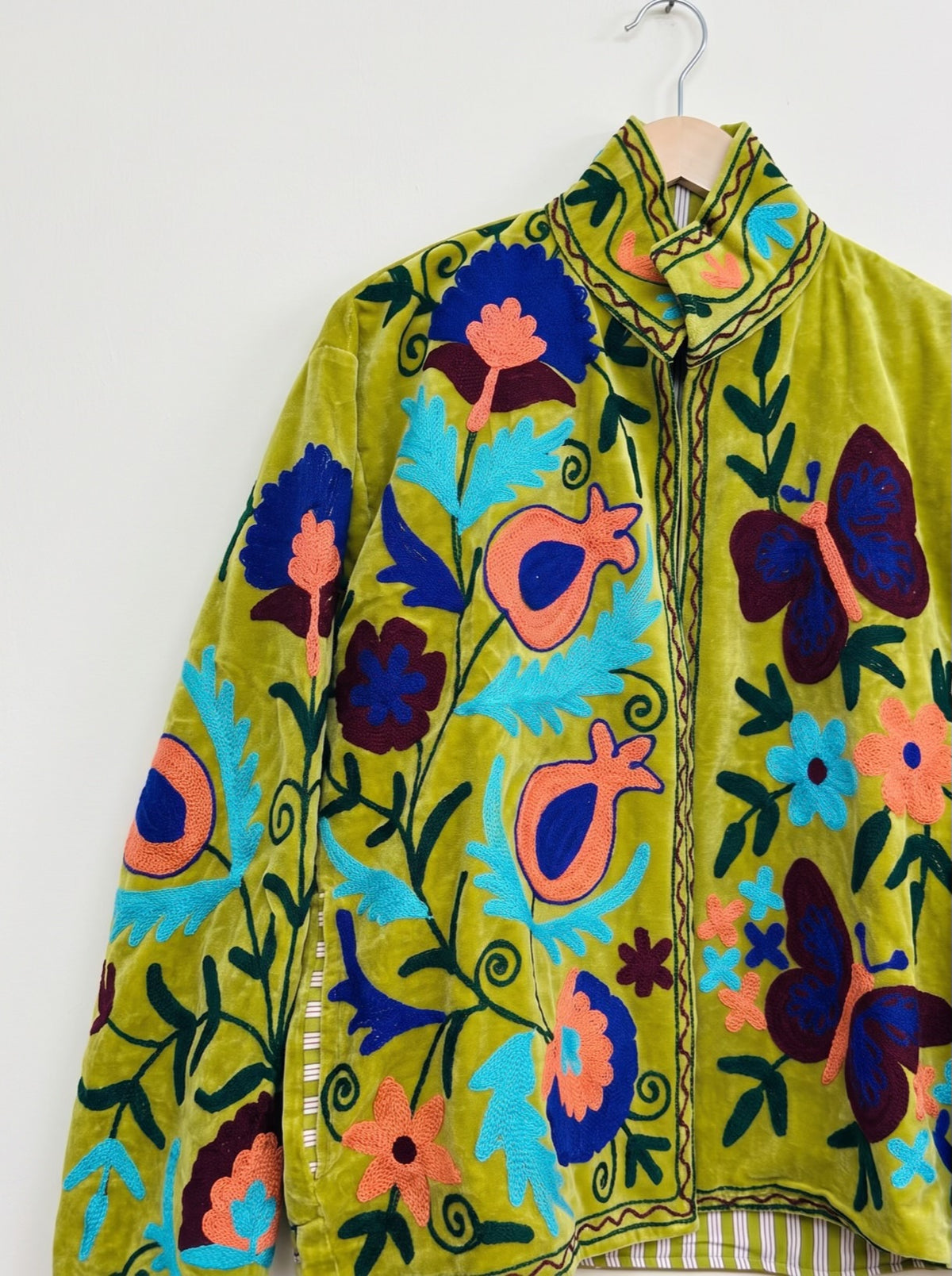 Butterfly Garden Embroidered Velvet Jacket