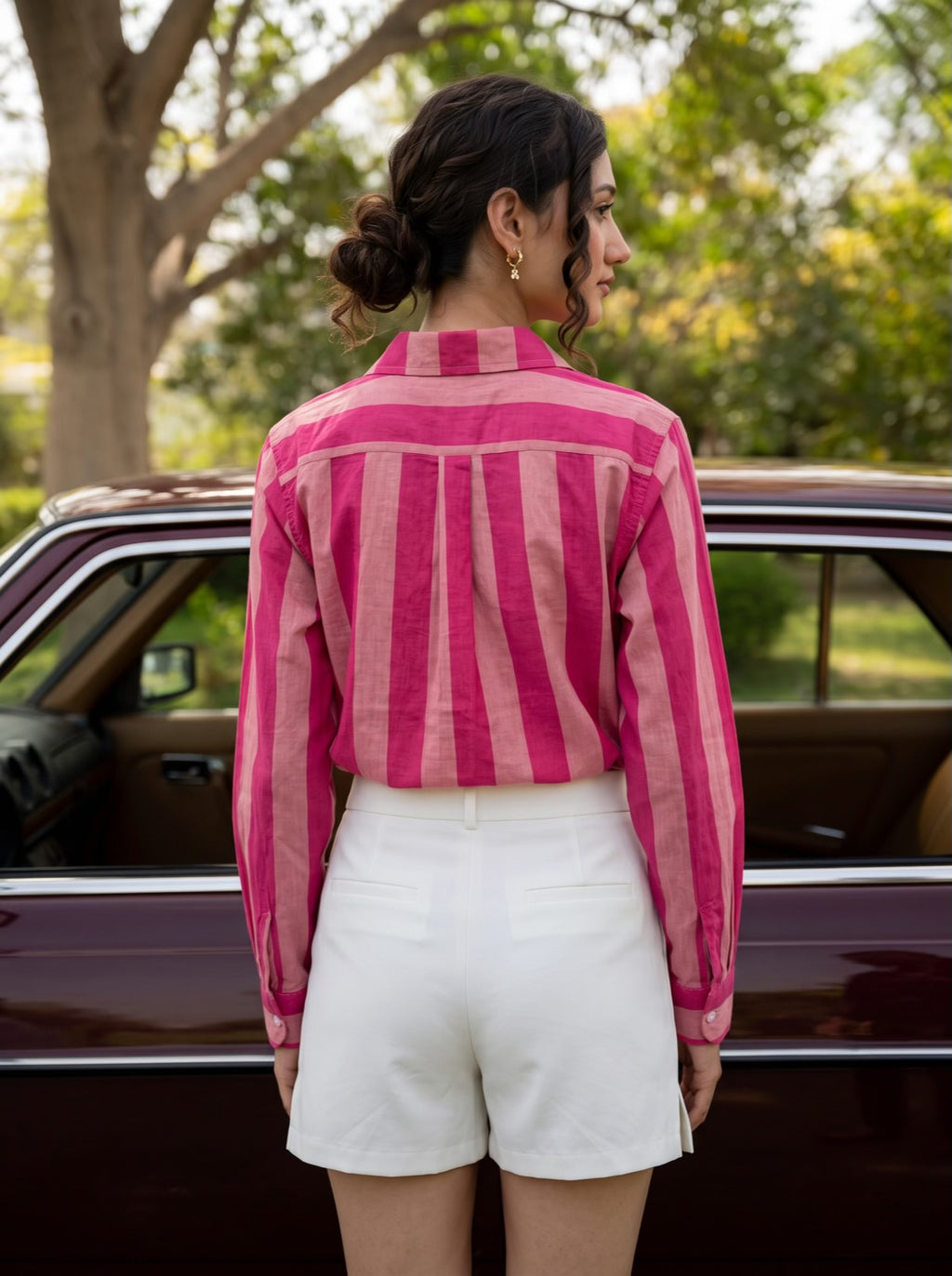 Pink Candy Striped Cotton Shirt