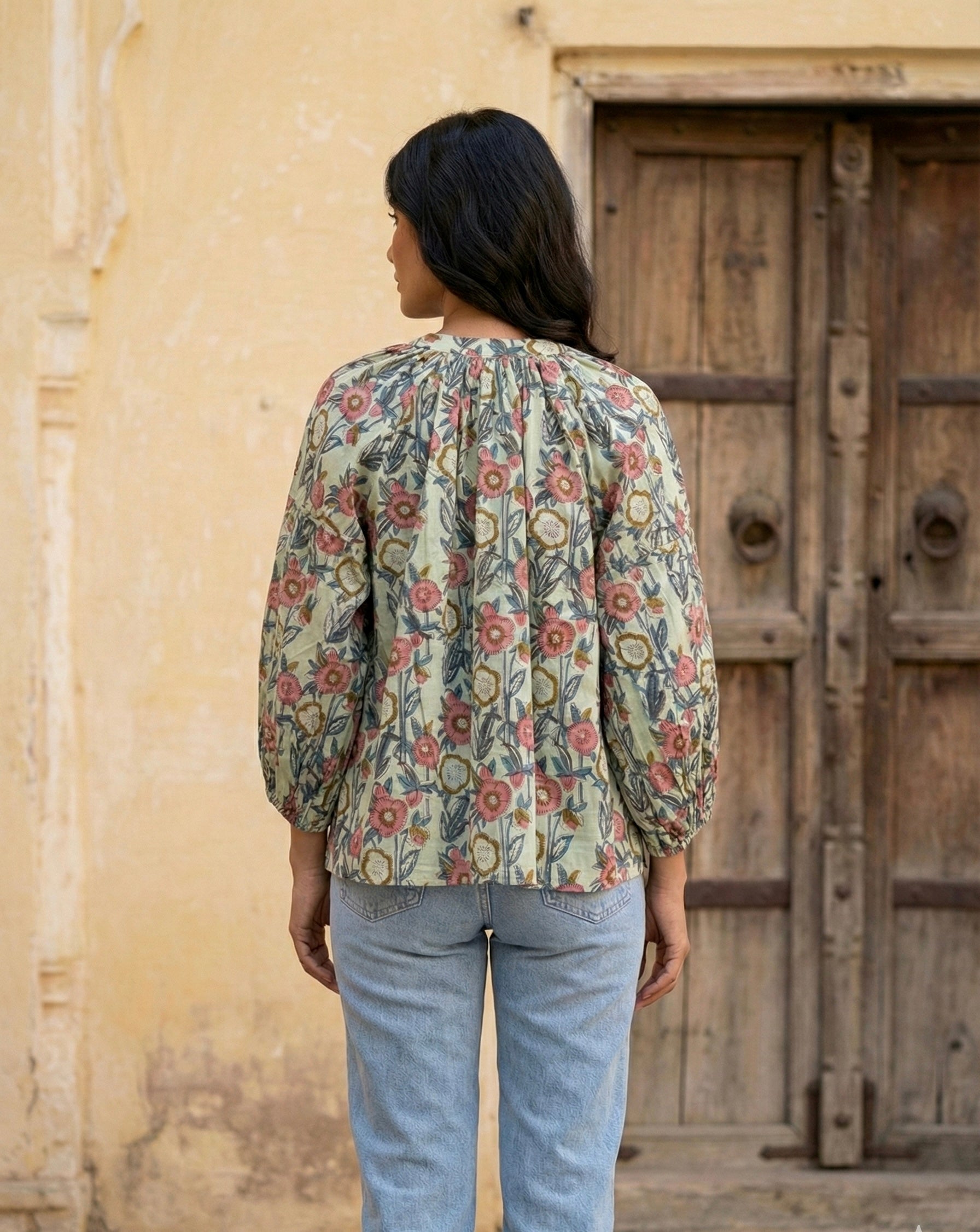 Floral Meadow Printed Cotton Top