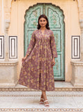 Plum Floral Flare Midi Dress