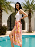 Peach Daisy Print Cotton Sarong