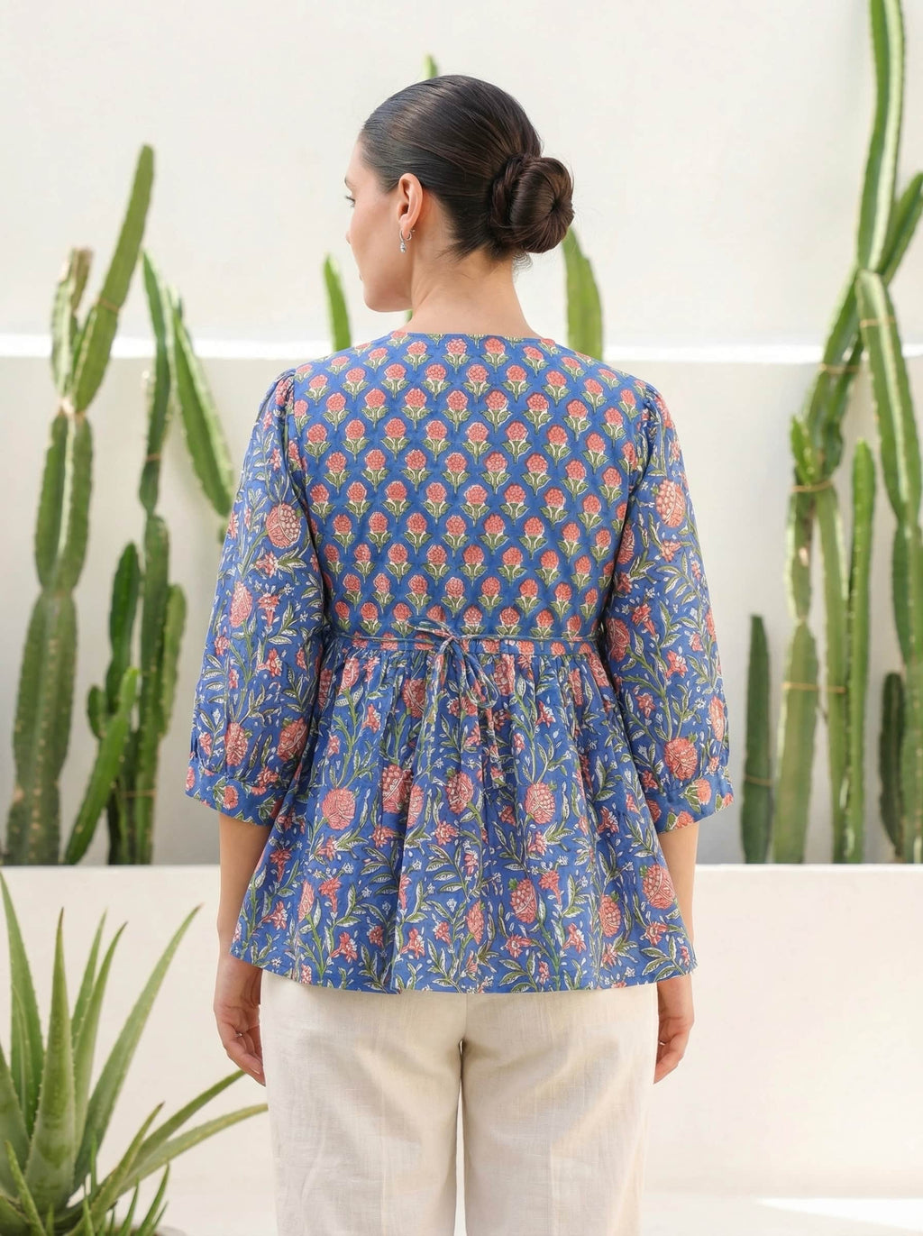 Indigo Bloom Peplum Top