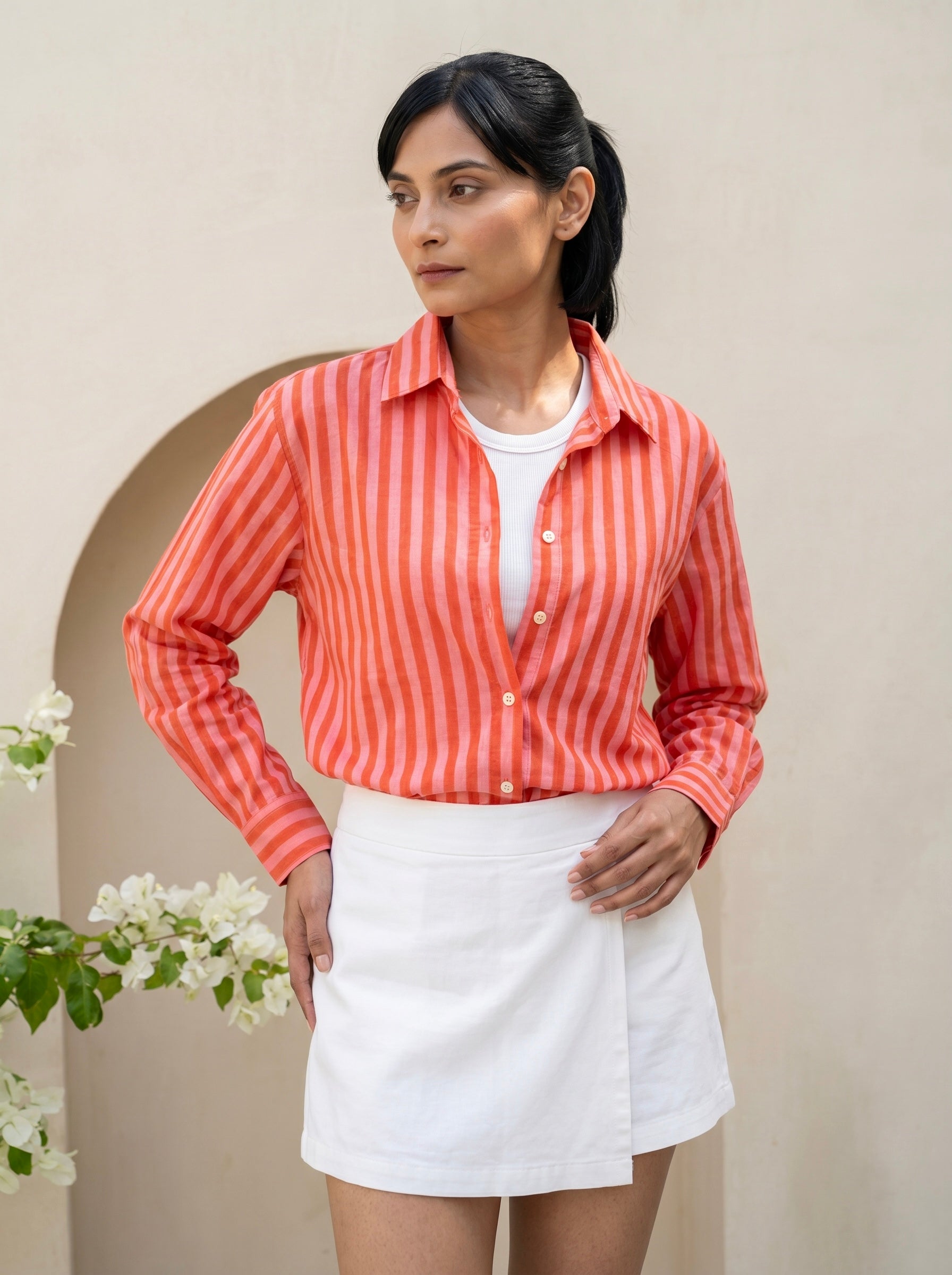Sunset Orange Stripe Shirt