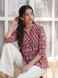 Berry Blossom Handblock Peplum Top