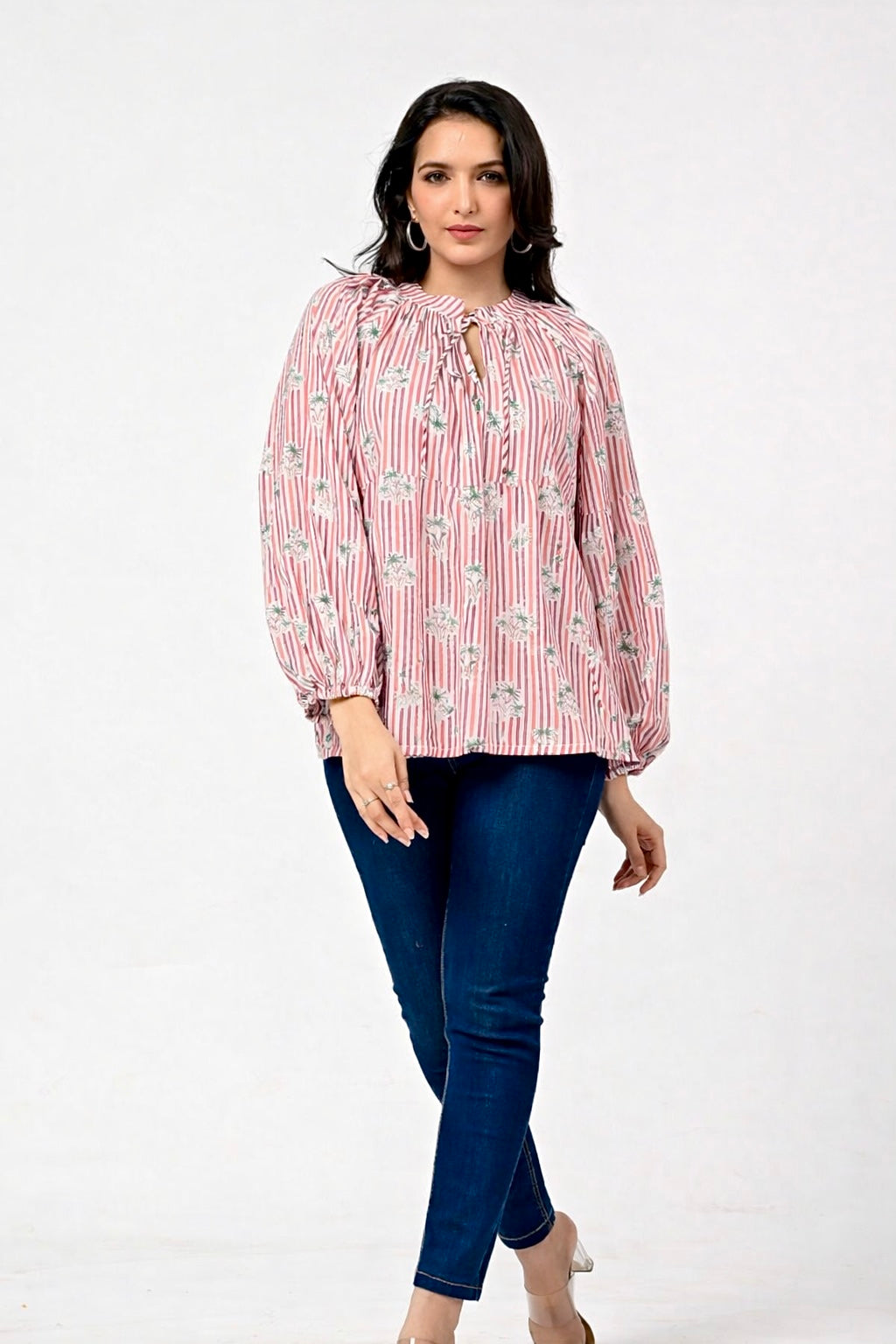 Blush Stripe Floral Grace Cotton Top