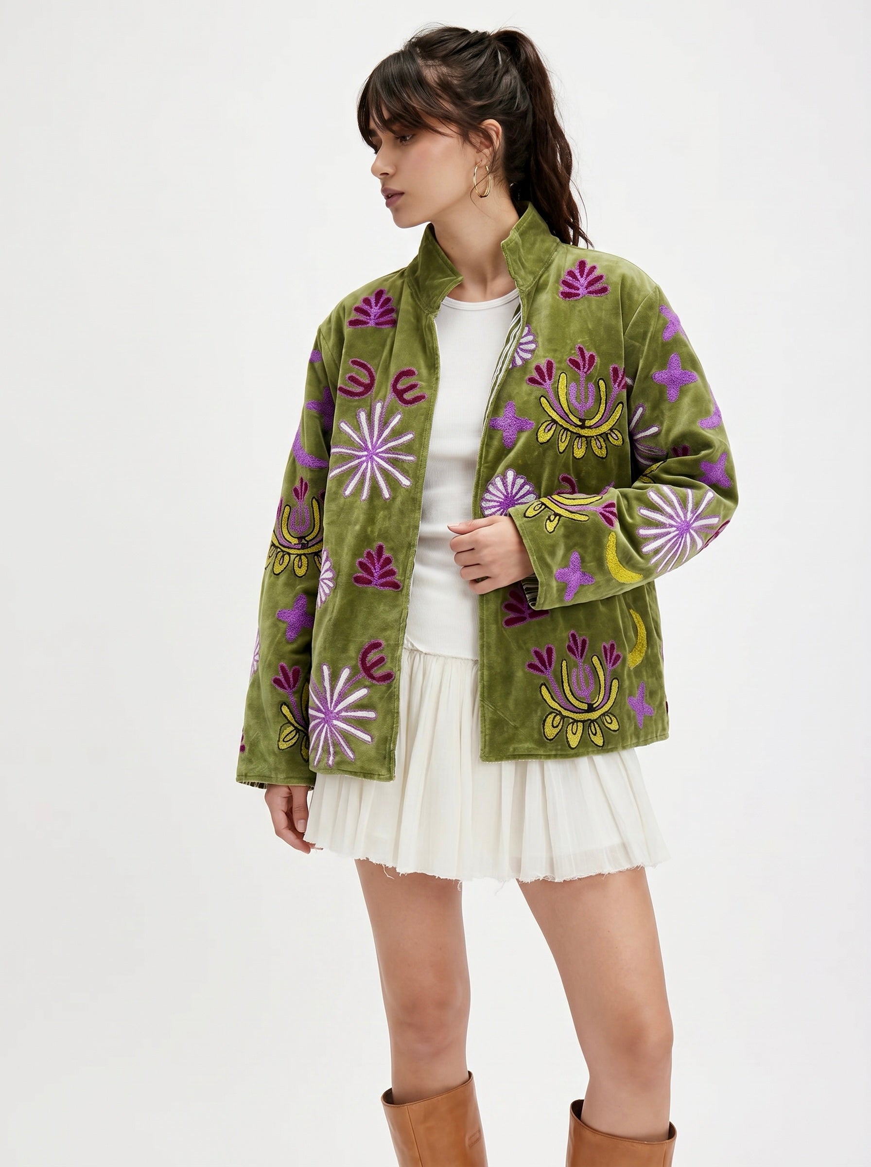 Olive Safari Velvet Jacket
