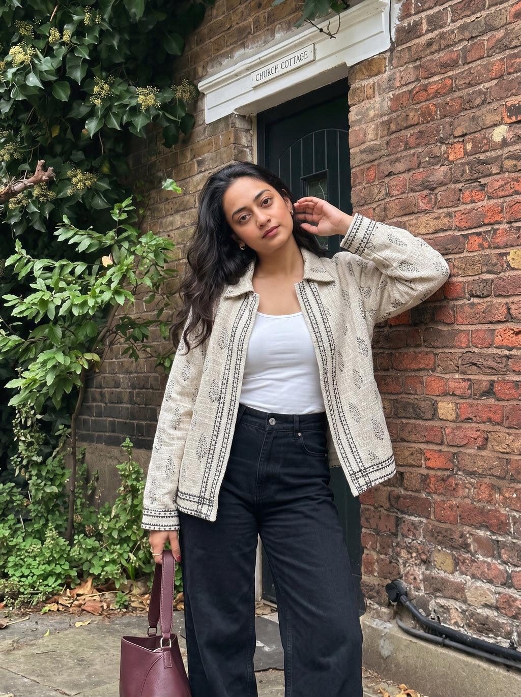 Ivory Botanical Block Print TNT Jacket