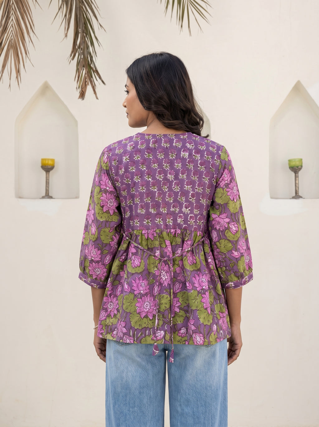 Lavender Purple Floral Peplum Top