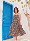 Brown Buti Cotton Halter Midi Dress