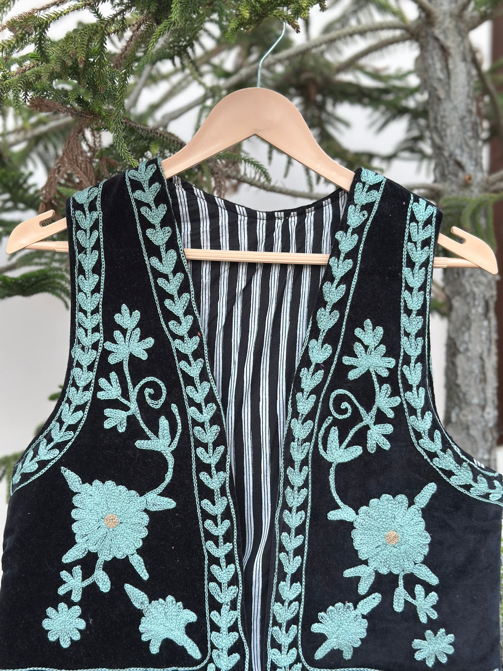 Black Aqua Modern Velvet Vest