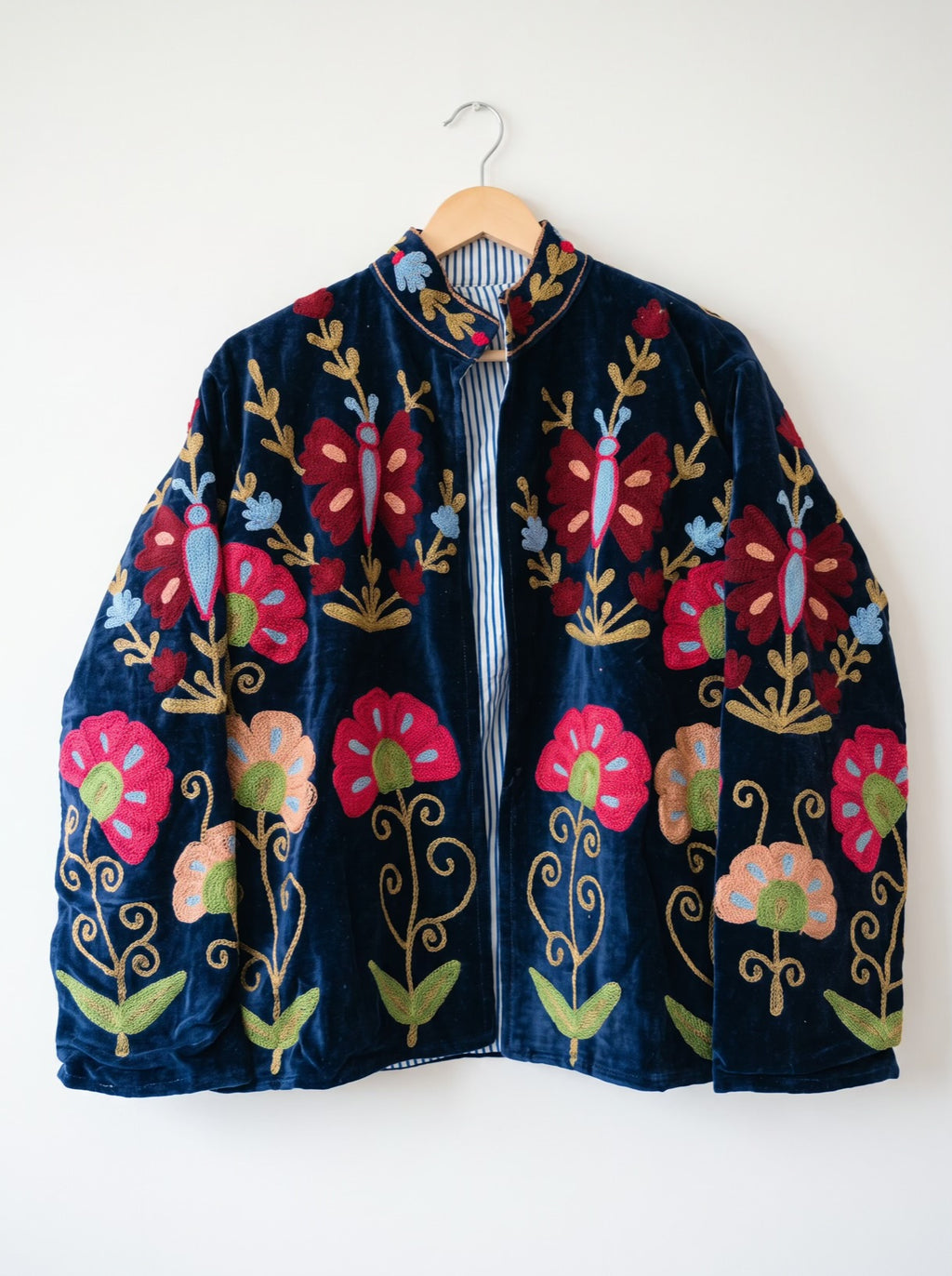 Midnight Garden Butterfly Suzani Velvet Jacket