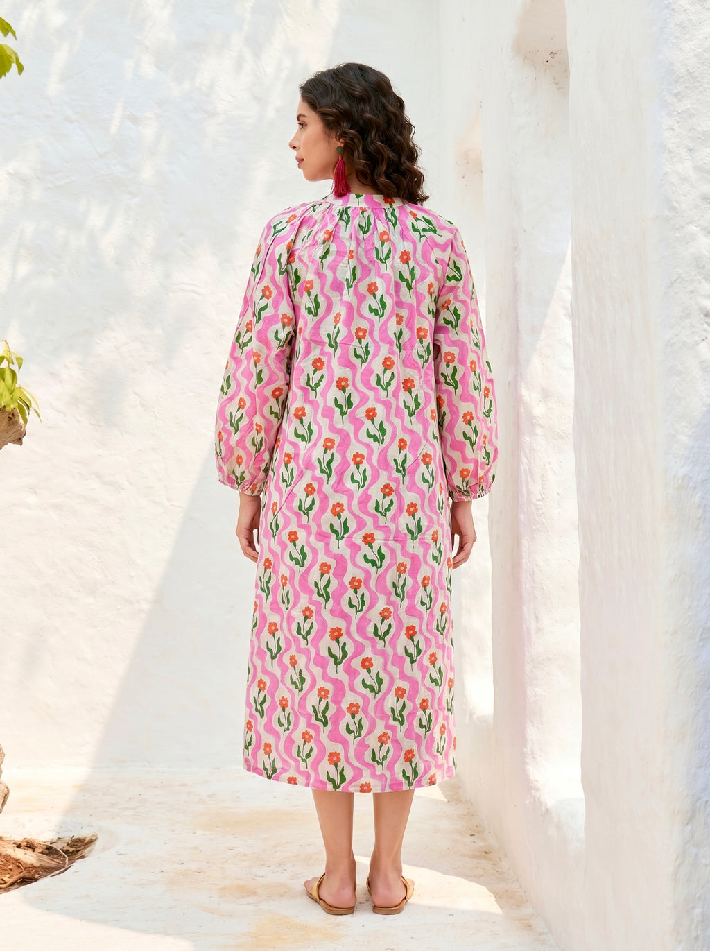 Pink Meadow Cotton Kaftan Dress