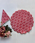 Rose Jaipur Geometric Quilted Placemats & Napkins Set of 6