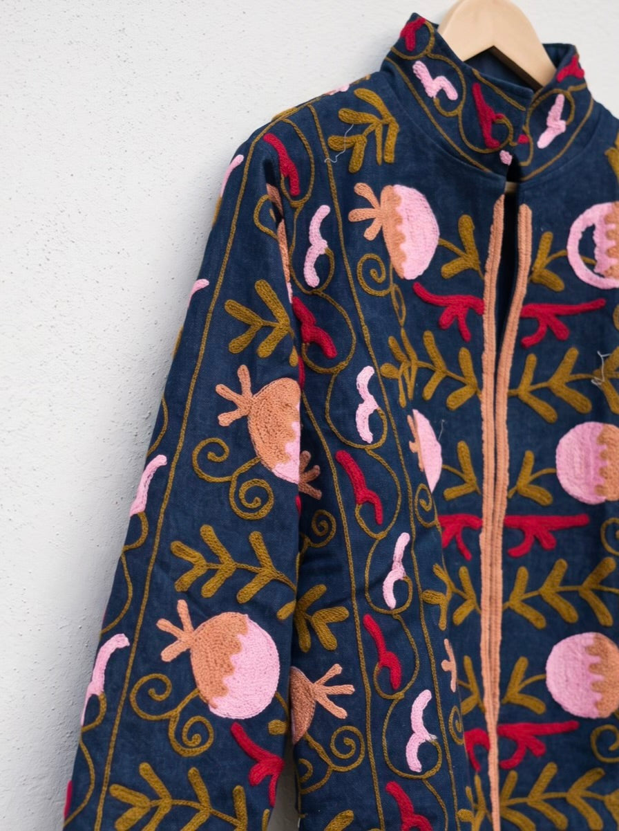 Midnight Pomegranate Suzani Denim Jacket
