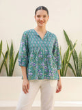 Mint Green Floral Peplum Top
