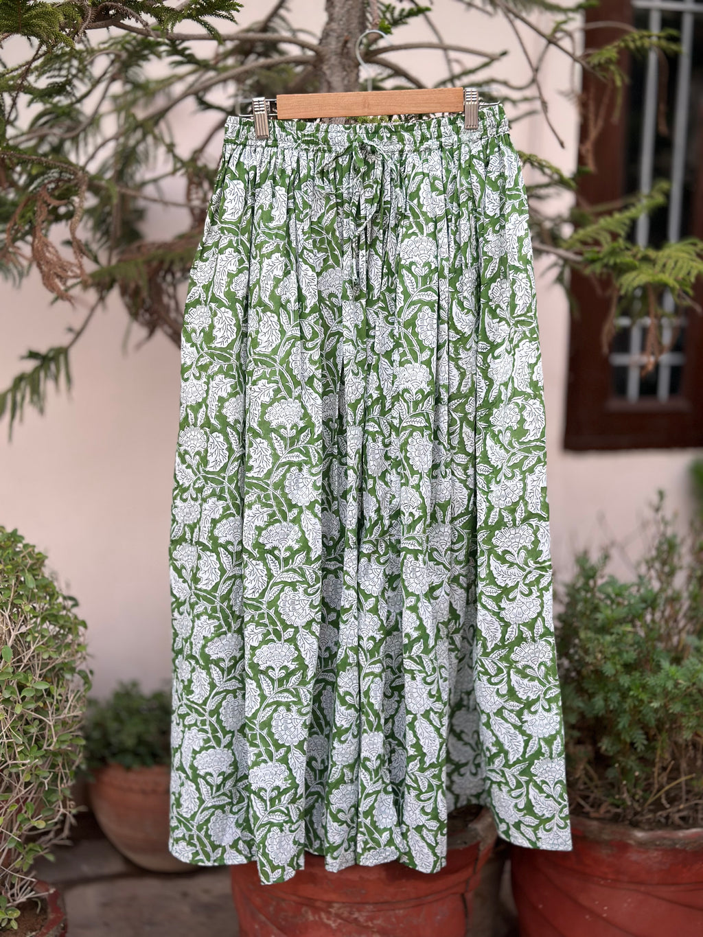 Forest Blossom Cotton Maxi Skirt