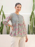 Sage Floral Peplum Top