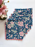 Blue Floral Garden Cotton Napkins