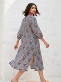 Midnight Blossom Stripe Cotton Dress