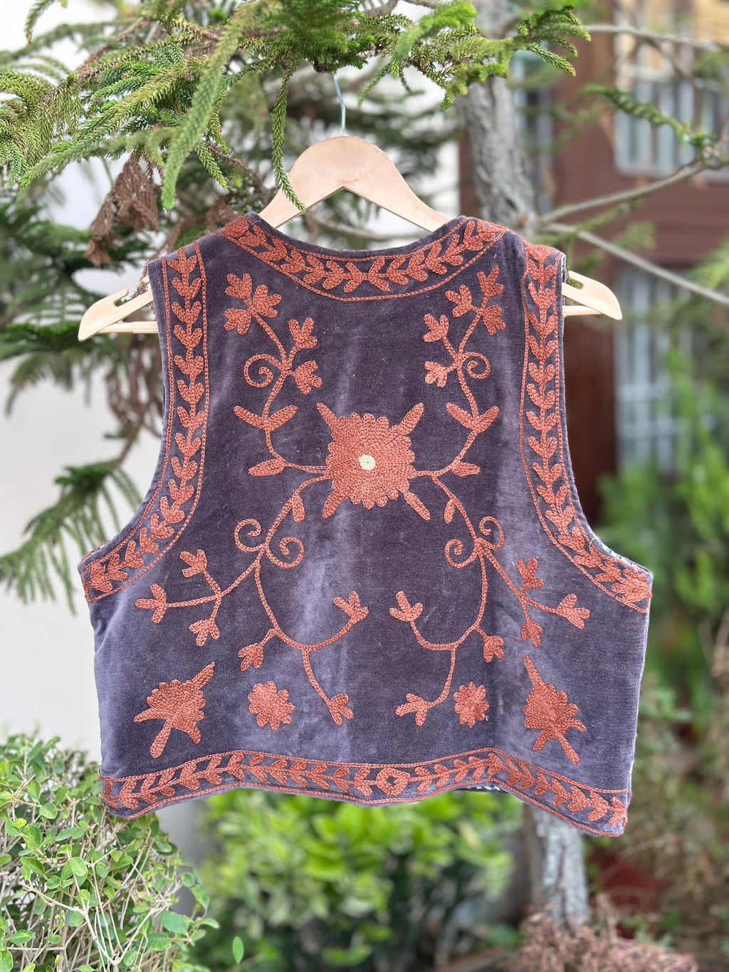 Charcoal Rose Handcrafted Velvet Vest