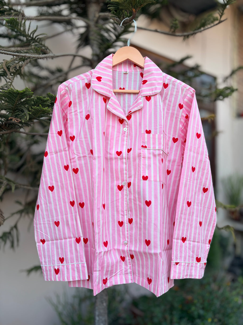 Sweetheart striped cotton pink PJ set