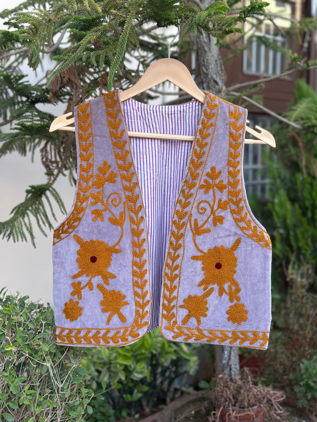 Lavender Bloom Handcrafted Velvet Vest