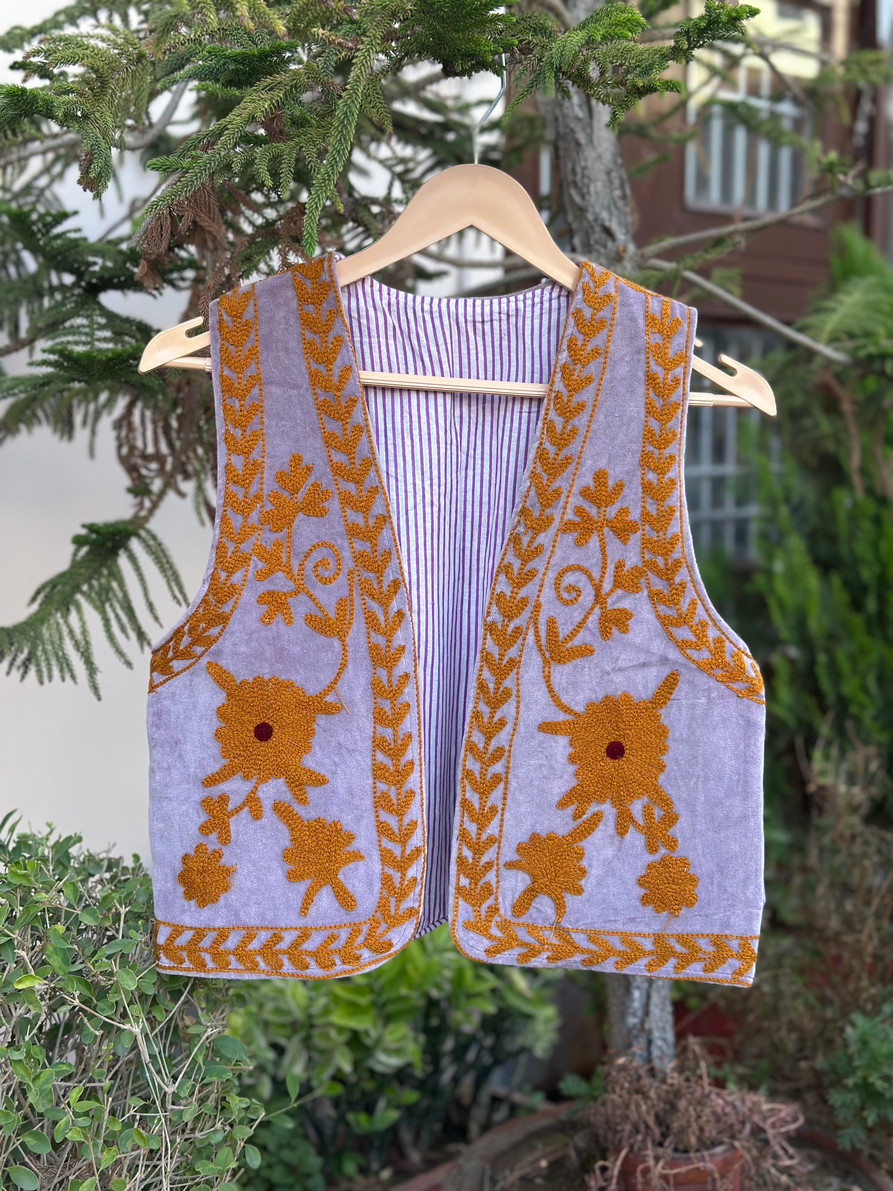 Lavender Bloom Handcrafted Velvet Vest