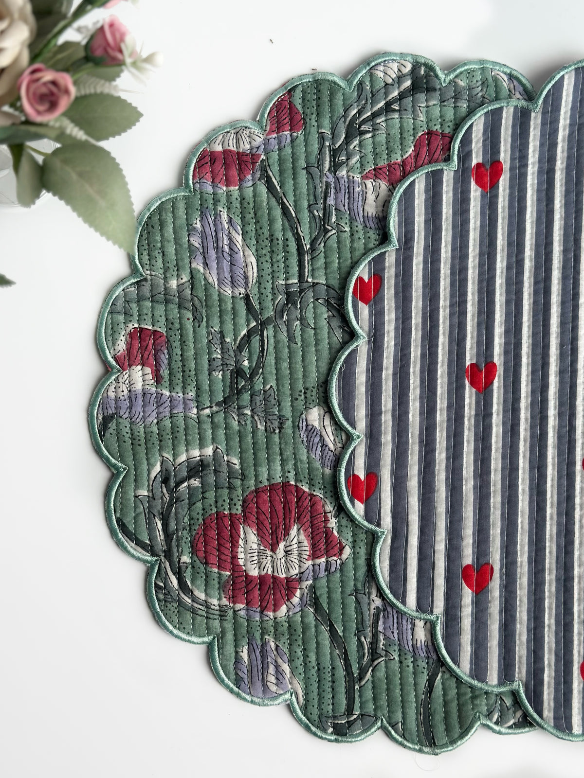Sage Bloom Scalloped Placemats (set of 6)