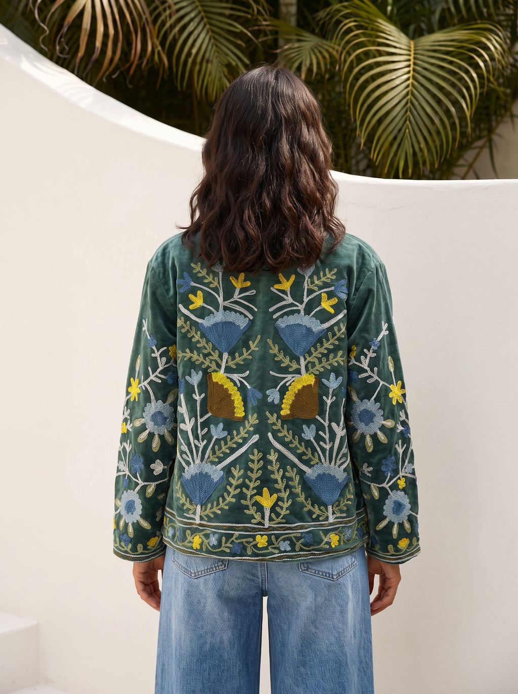 Misty Garden Velvet Suzani Jacket