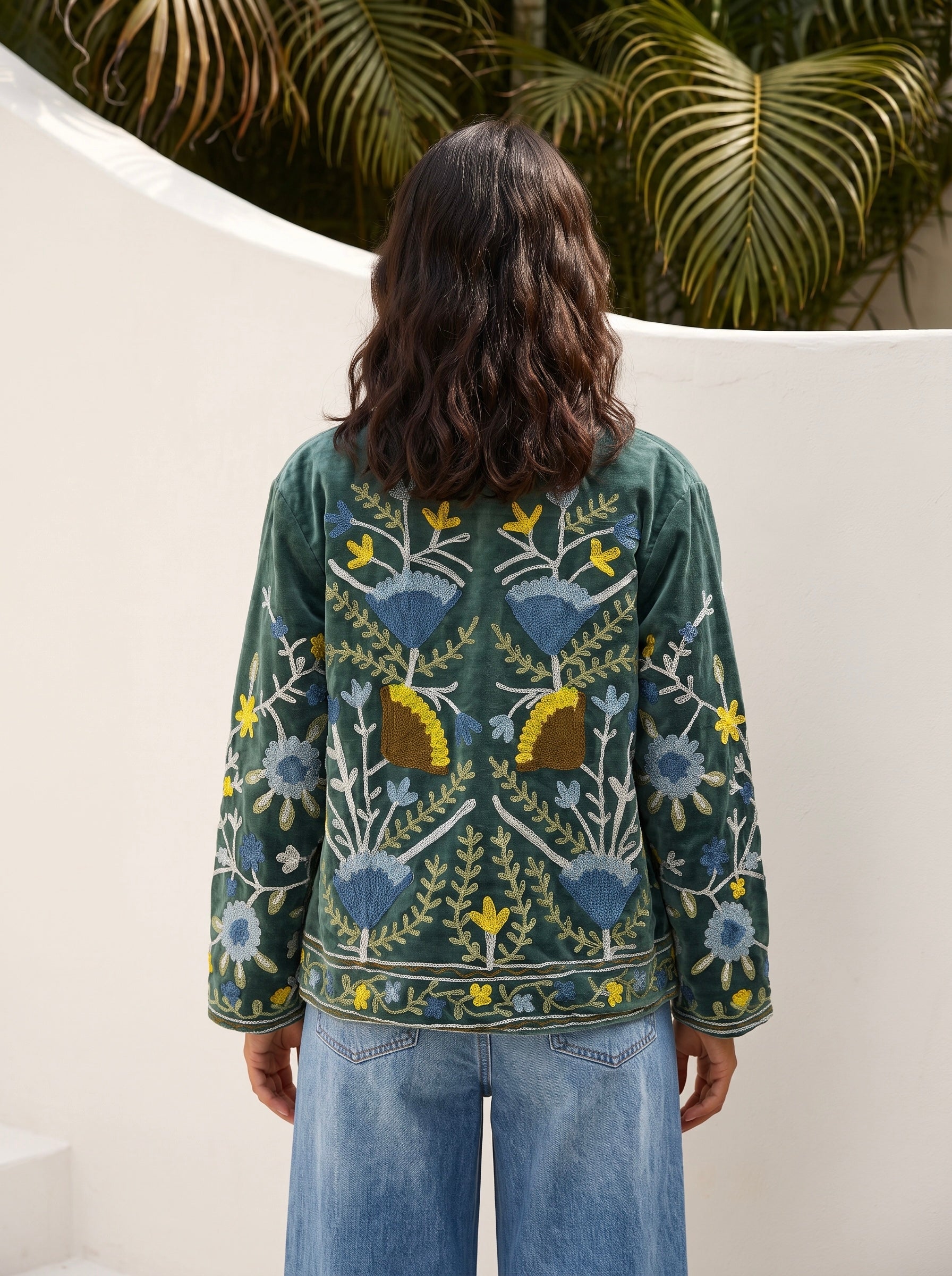 Misty Garden Velvet Suzani Jacket