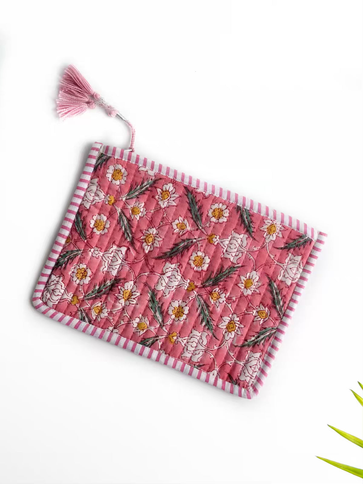 Handcrafted Quilted Cotton Zip Pouch Set – Pack of 5 Assorted Prints