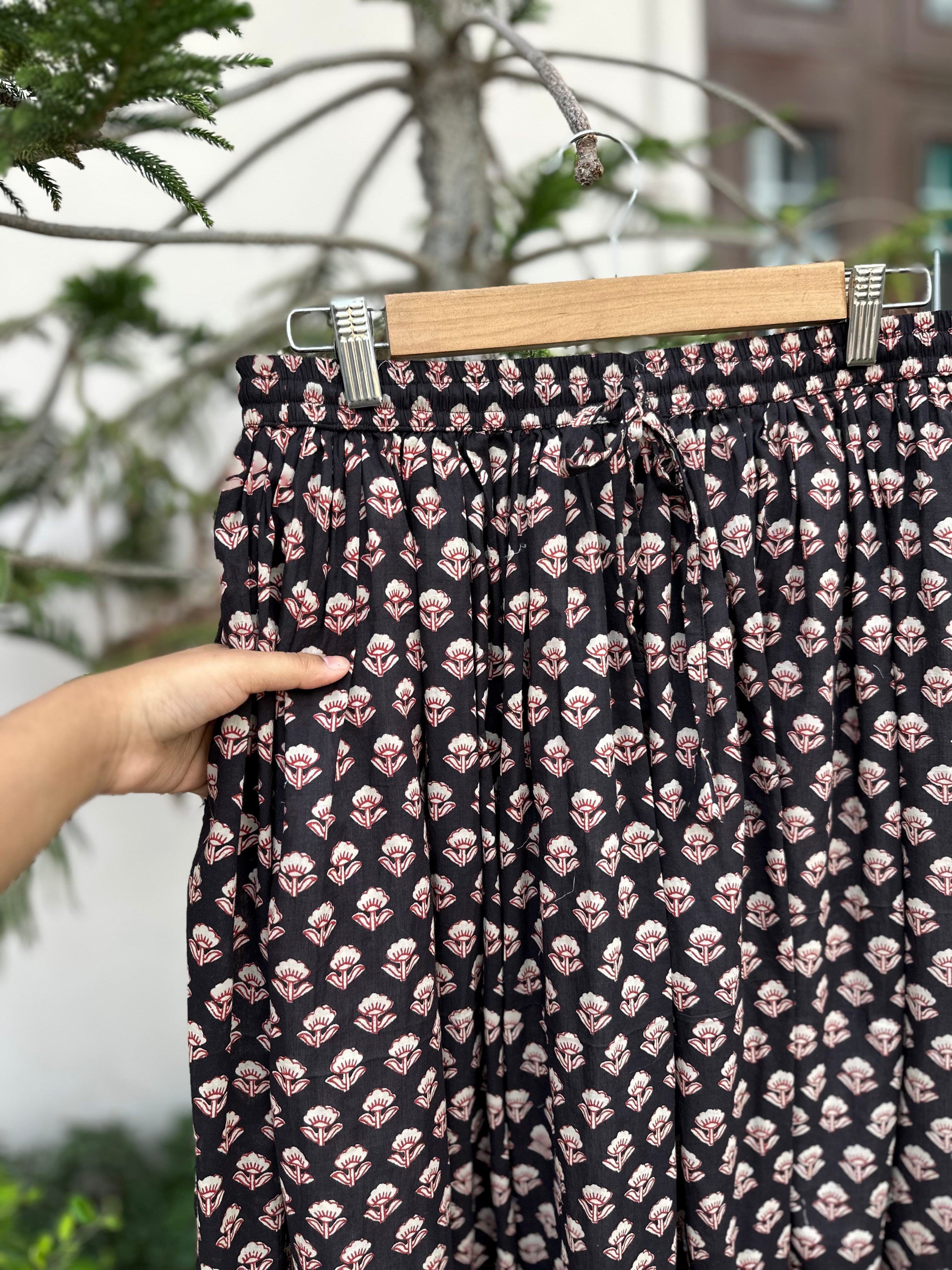 Midnight Blossom Buti Cotton Skirt