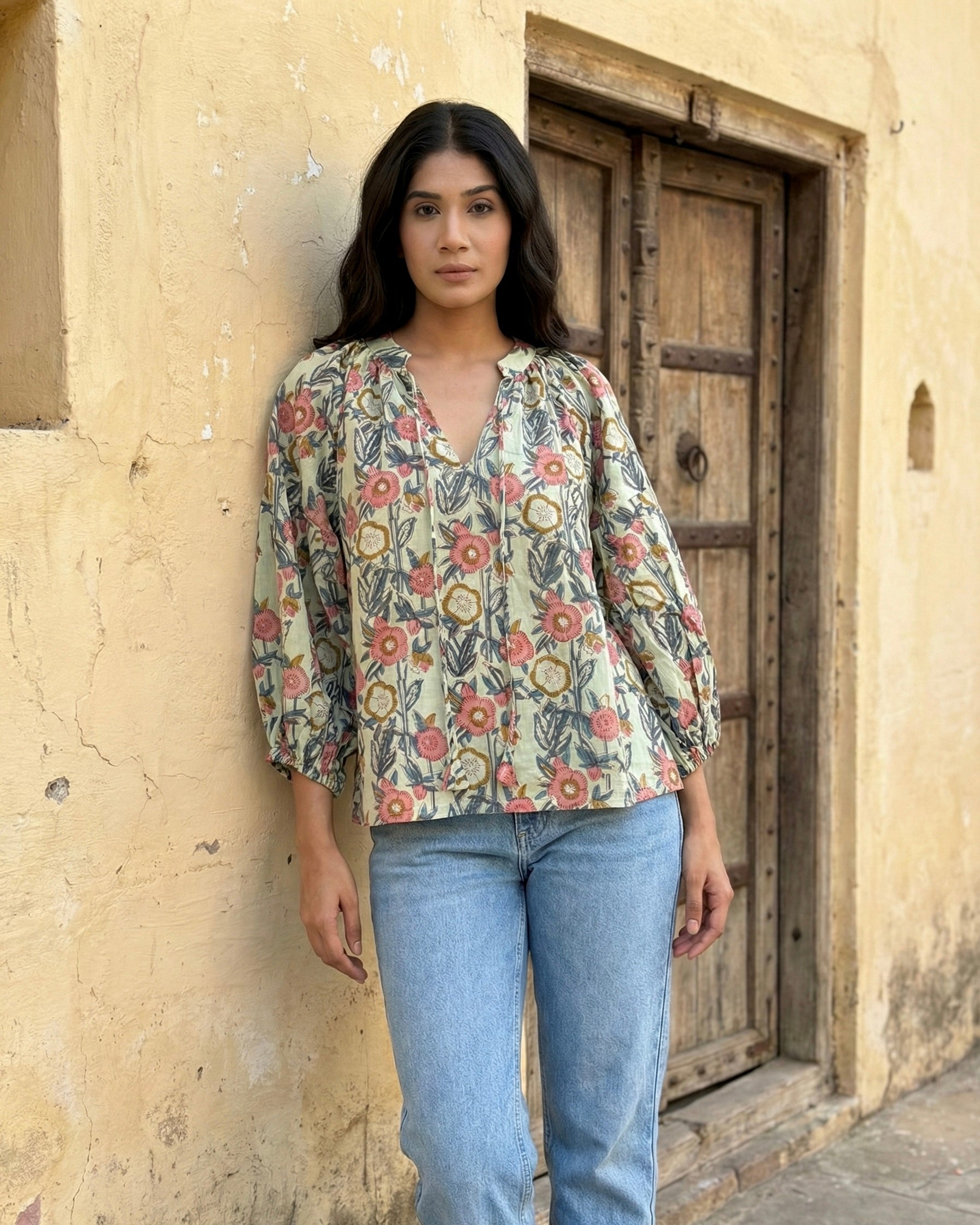 Floral Meadow Printed Cotton Top