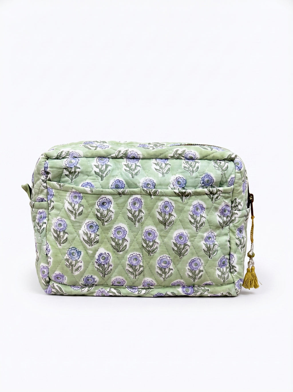 Sage Bloom Quilted Cosmetic Bag